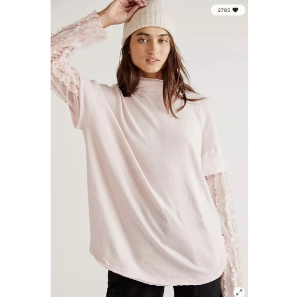 Free People Tops - Free People On Your Sleeve Top Black Mesh Long Sleeve